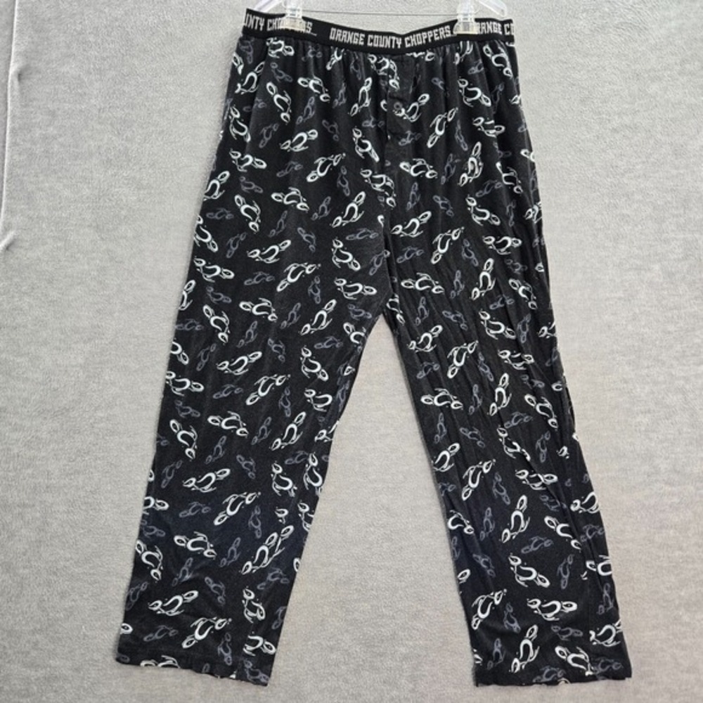 VINTAGE Choppers Men‎ Sleepwear XL Black Orange County AOP PJ Pants